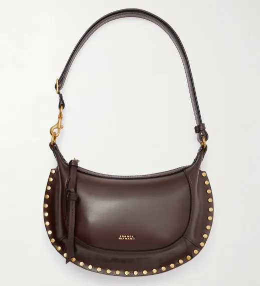 Isabel Marant Oskan Moon Studded Leather Shoulder Bag 